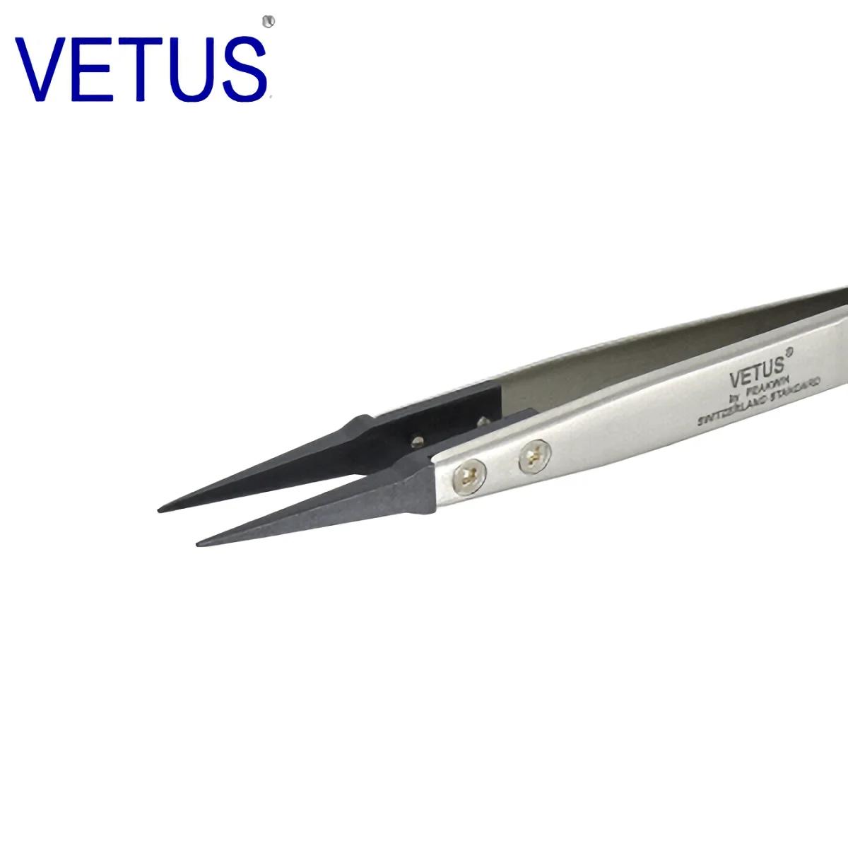 VETUS ESD-259A pince à épiler antistatique à tête Interchangeable corps en acier inoxydable tête en