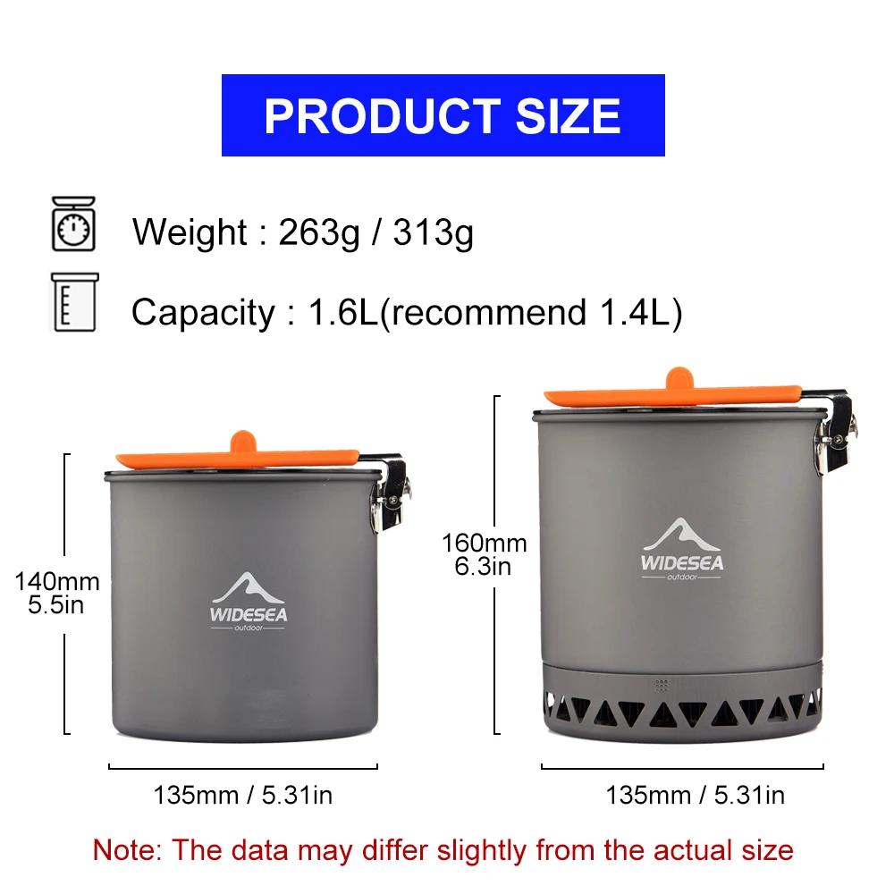 Widesea vaisselle pour Camping 1,6 L Pot plats touristiques tourisme randonnée pique-nique fournitur
