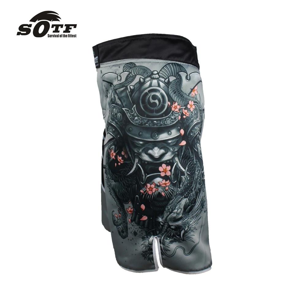 MMA hommes japonais samouraï gris sport Fitness Boxer Shorts pas cher préorian boxe Shorts court Tae