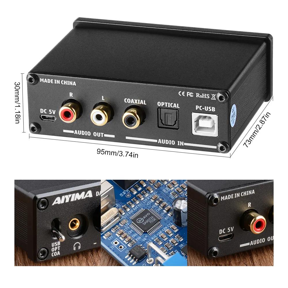 AIYIMA Amplificateur DAC-A2 2.0 Hifi Décodeur Numérique USB Radiateur Audio Sauna Téléphone Amplific