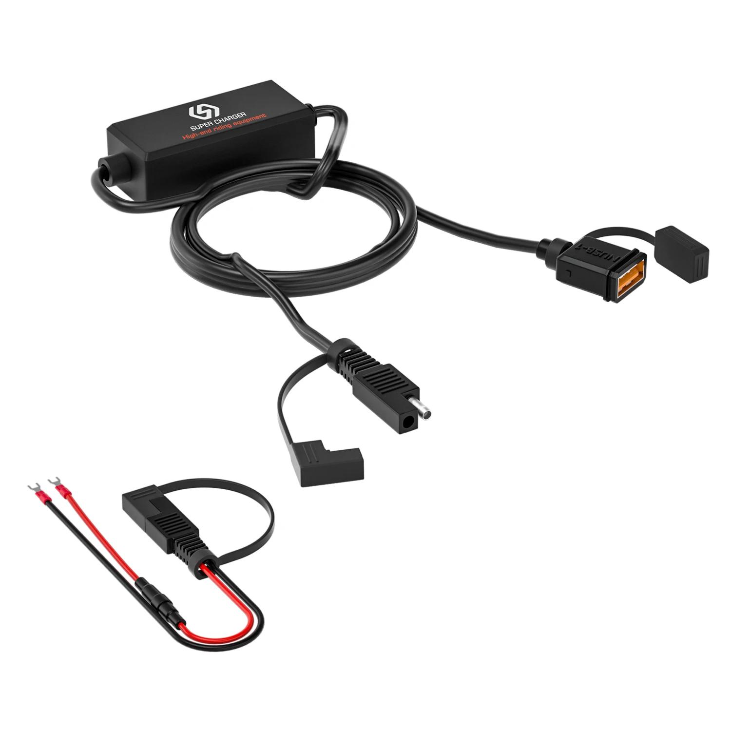 Chargeur rapide USB pour moto étanche, 18W, chargeur SAE vers USB, 12-24V, QC3.0, charge rapide 3.0,