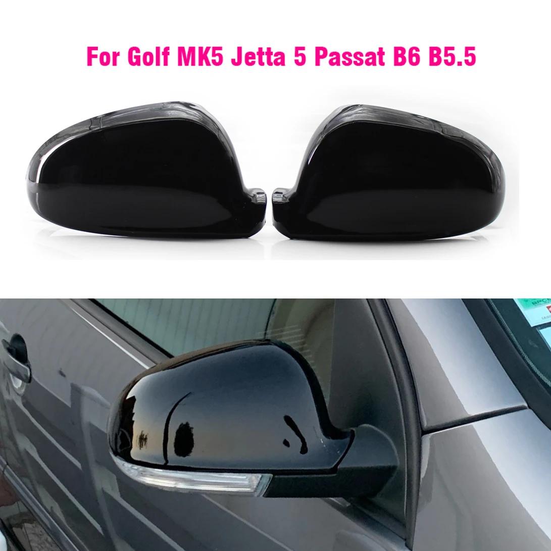 Couvercle de rétroviseur latéral en fibre de carbone pour VW Golf MK5 GTI Jetta 5 (noir brillant), P
