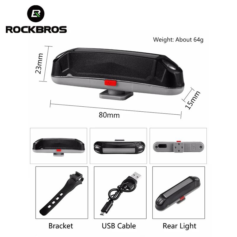 ROCKBROS vélo feu arrière 200-800mAh vélo feu arrière USB Rechargeable Led Flash vélo lumière montag