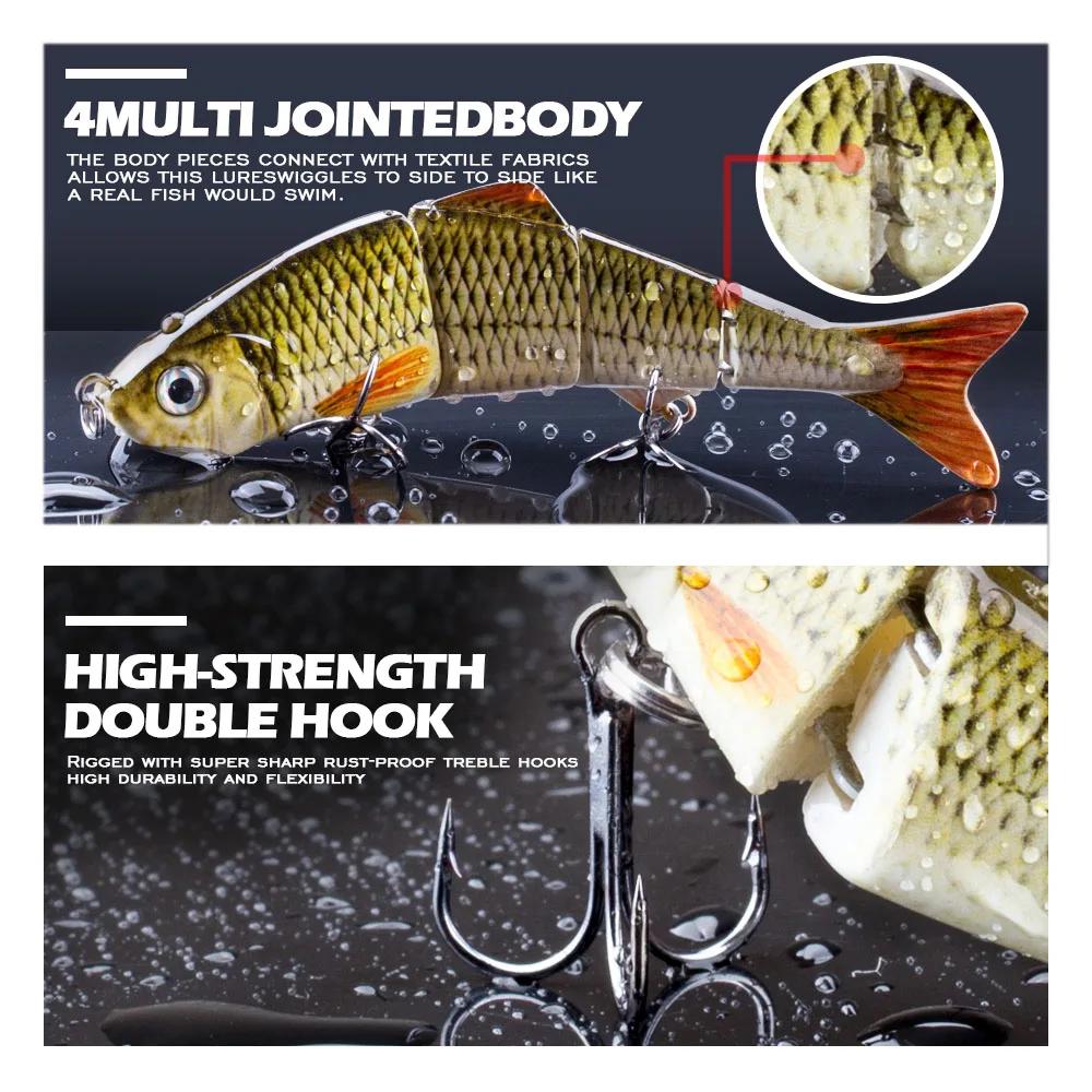Ensemble de leurres de pêche articulés multi-segments 125mm/17g, 4 segments, type swimbait, crankbai