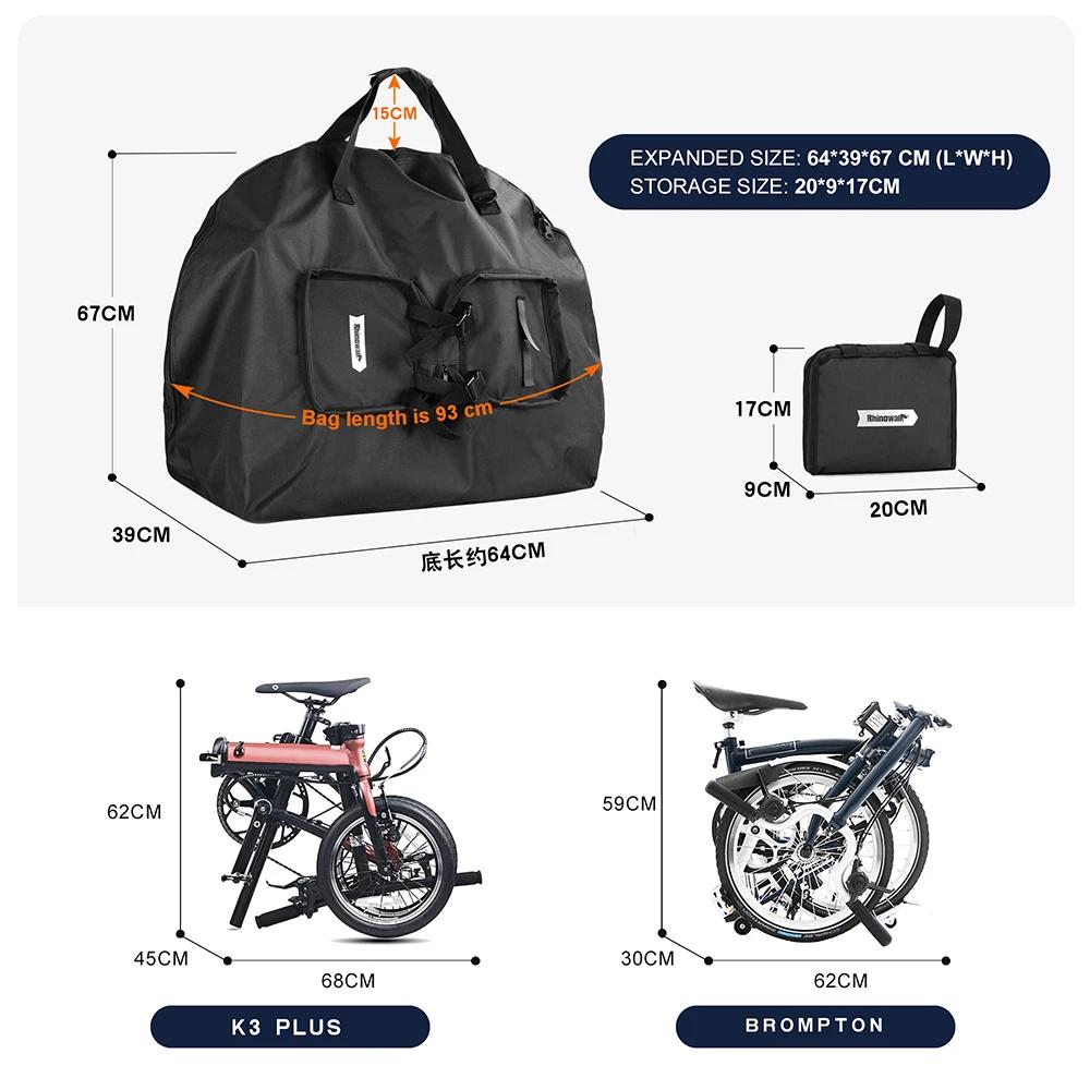 Rhinowalk – sac de transport pour vélo pliant 14-16 pouces, pour Brompton 3 soixante, sac de rangeme