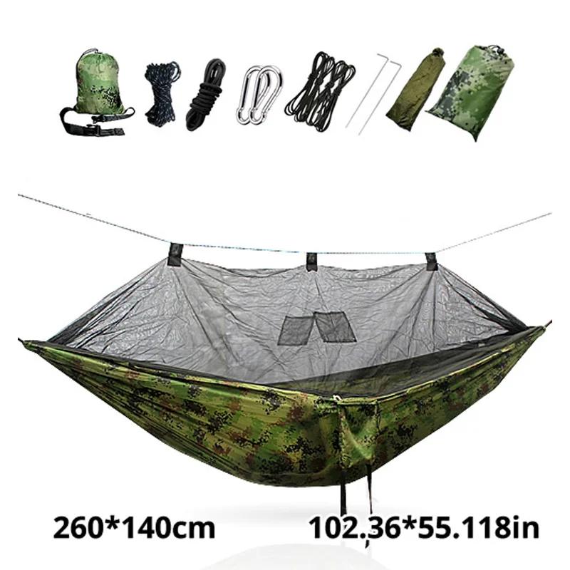 Hamac léger et portable avec moustiquaire et auvent imperméable, équipement d'extérieur pour le camp
