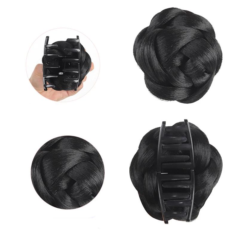 Perruque chignon tressé synthétique pour femme avec pince à cheveux, accessoires capillaires