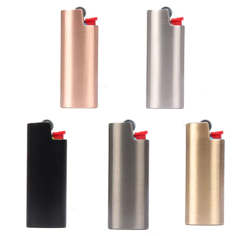 Étui métallique série Dolphin, coque en cuir recouverte pour petit briquet BIC français j5 J25