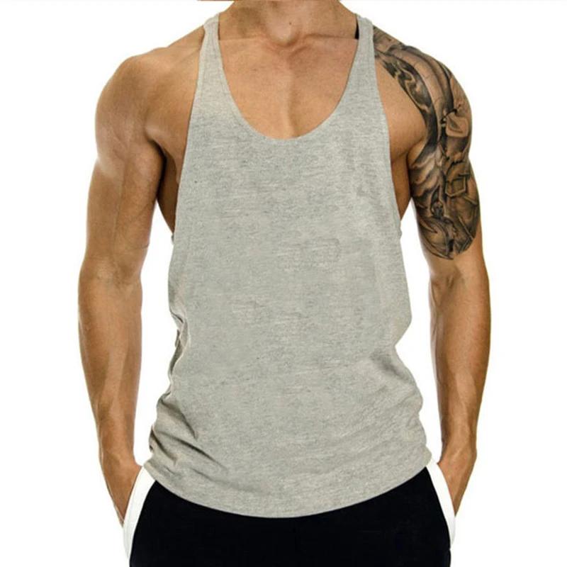 Haut musculation homme 2024 coton dos en Y été - T-shirt entraînement physique confortable