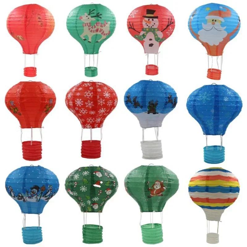 Lanterne flocon de neige père noël, 30cm, élan, ballon à Air chaud, lanterne en papier suspendue pou