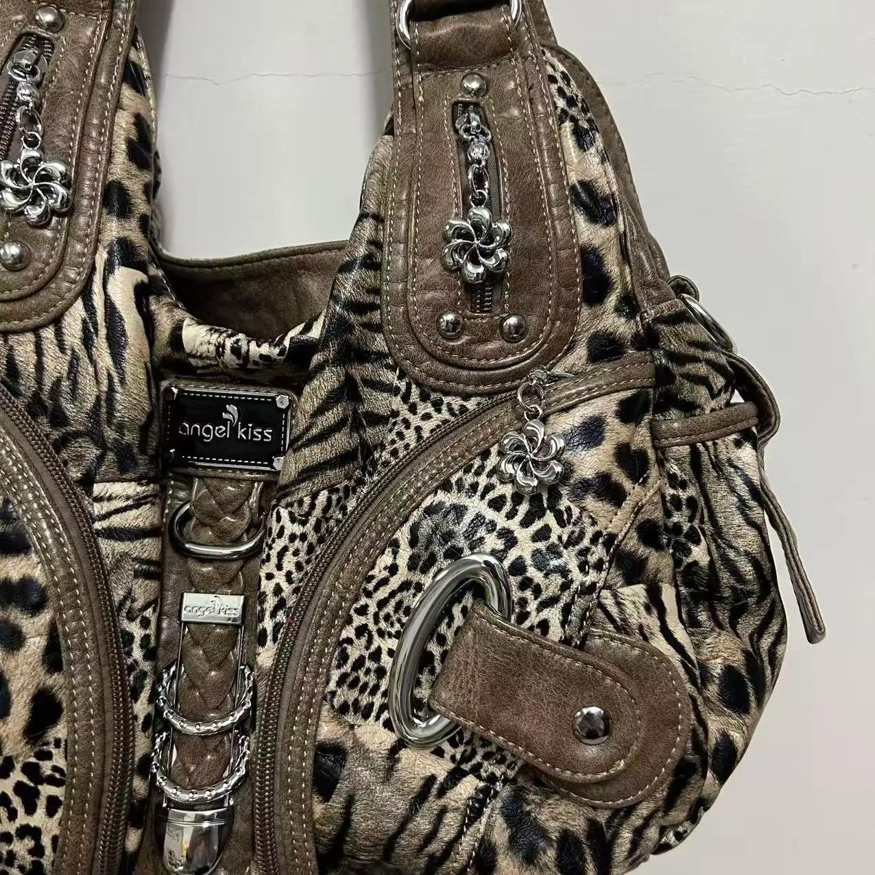 Sac à main polyvalent pour femme, sac à bandoulière léopard, sac à poignée supérieure, sacoche tenda