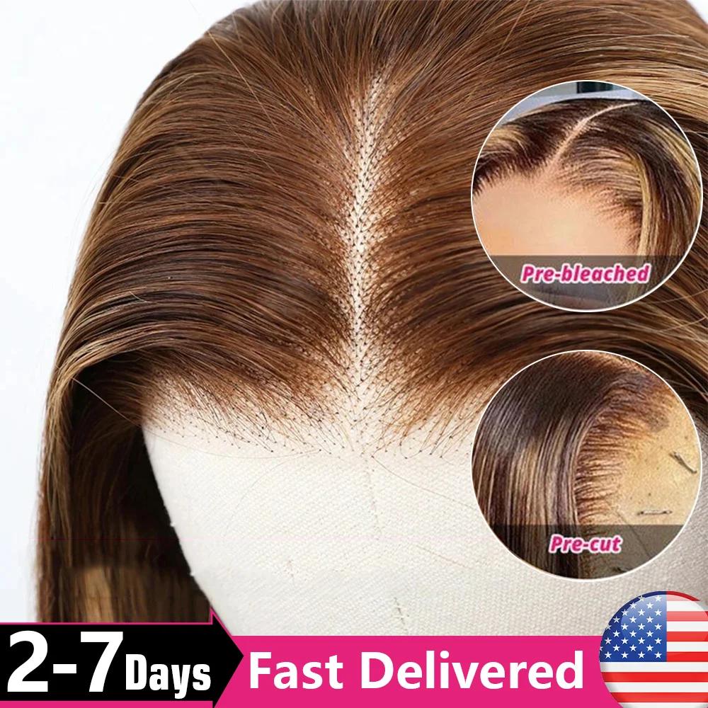 Perruque Lace Front Wig sans colle naturelle, cheveux humains, pre-plucked, coloré, pre-plucked, pre