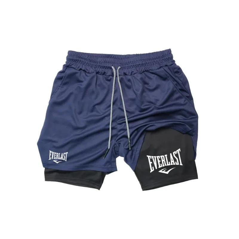 Shorts de course pour hommes 2-en-1, double couche, sportswear, mode, gym, fitness, pantalon court,