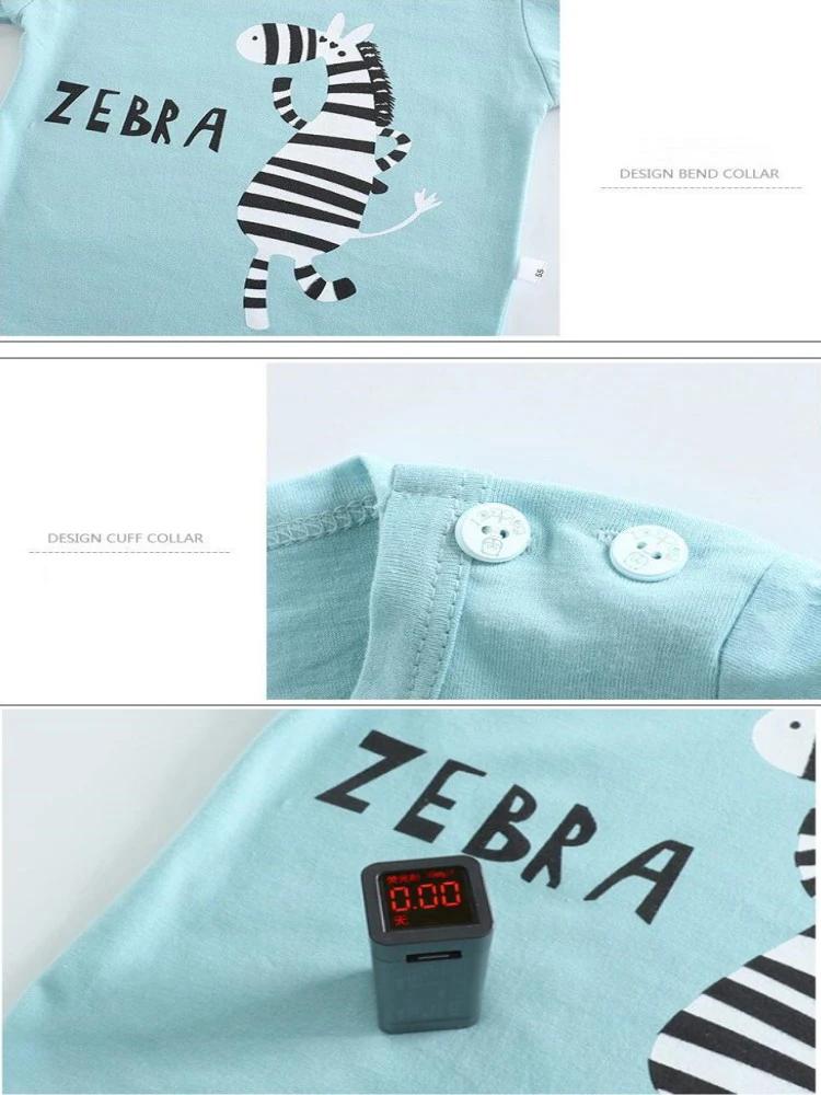 Ensemble de survêtement 2 pièces en coton t-shirts + shorts pour enfants, costume d'été imprimé dino