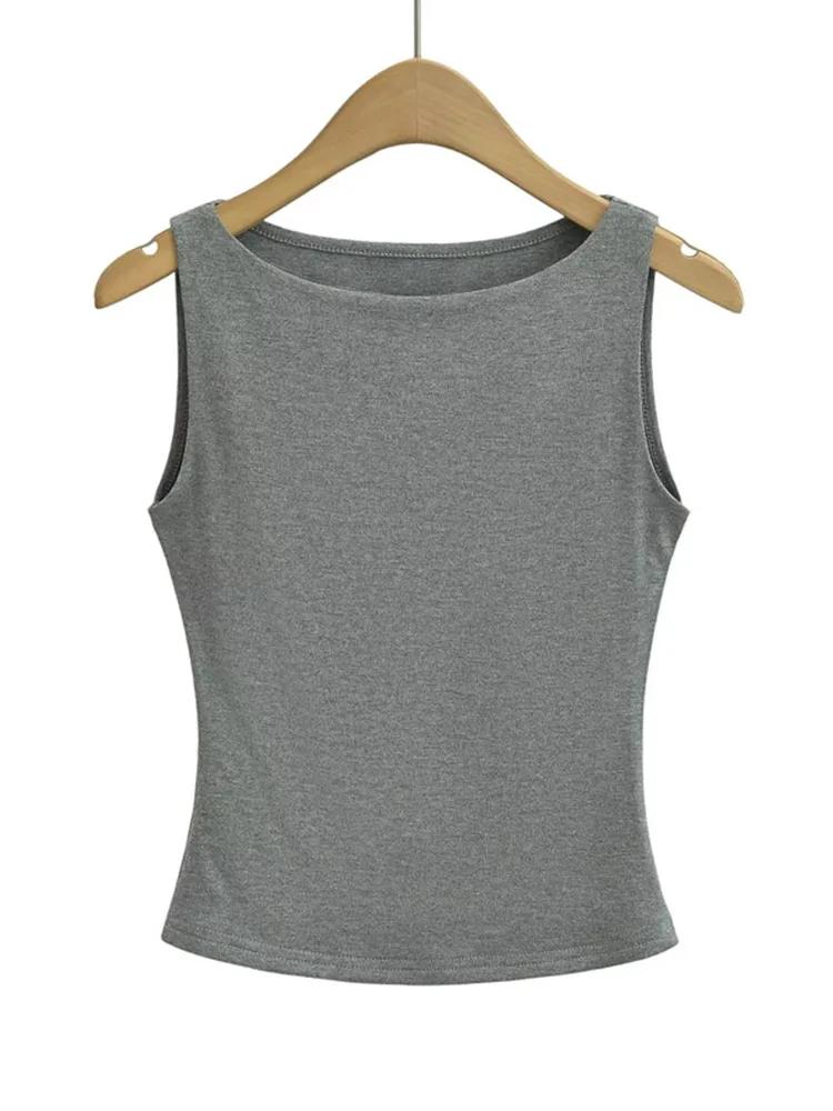 Débardeur Double couche à col bateau pour femmes, doux et moulant, confortable, extensible, décontra