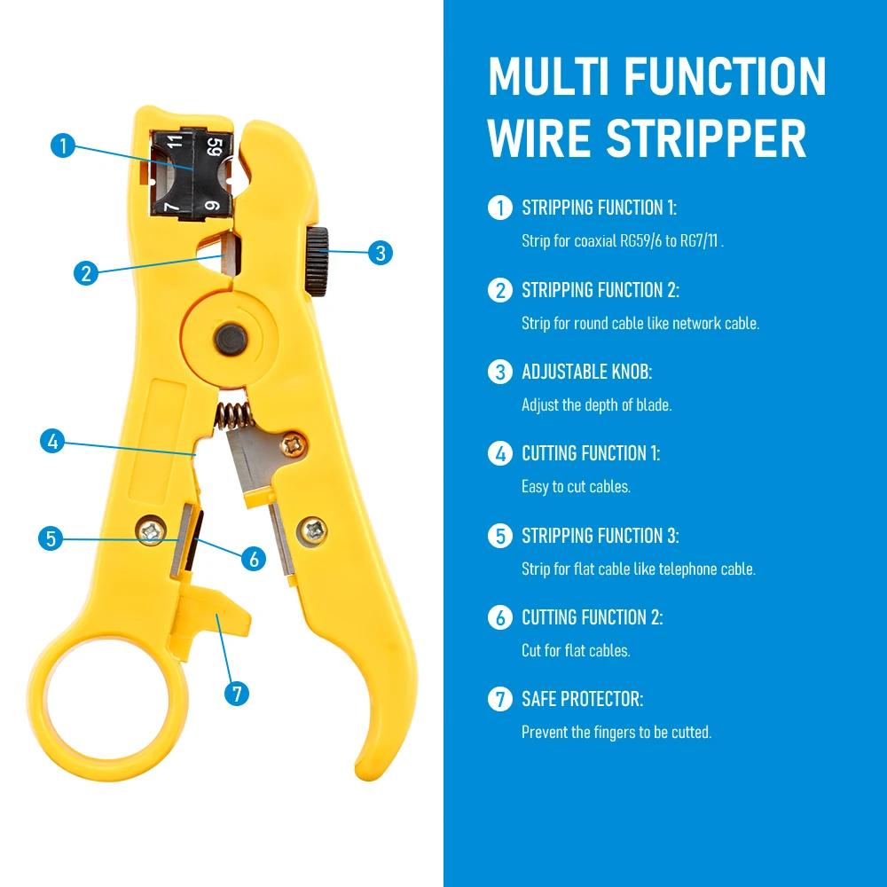 Couteau à dénuder électrique multifonctionnel, outils, pince à fil de câble Coaxial, coupe-fil pour