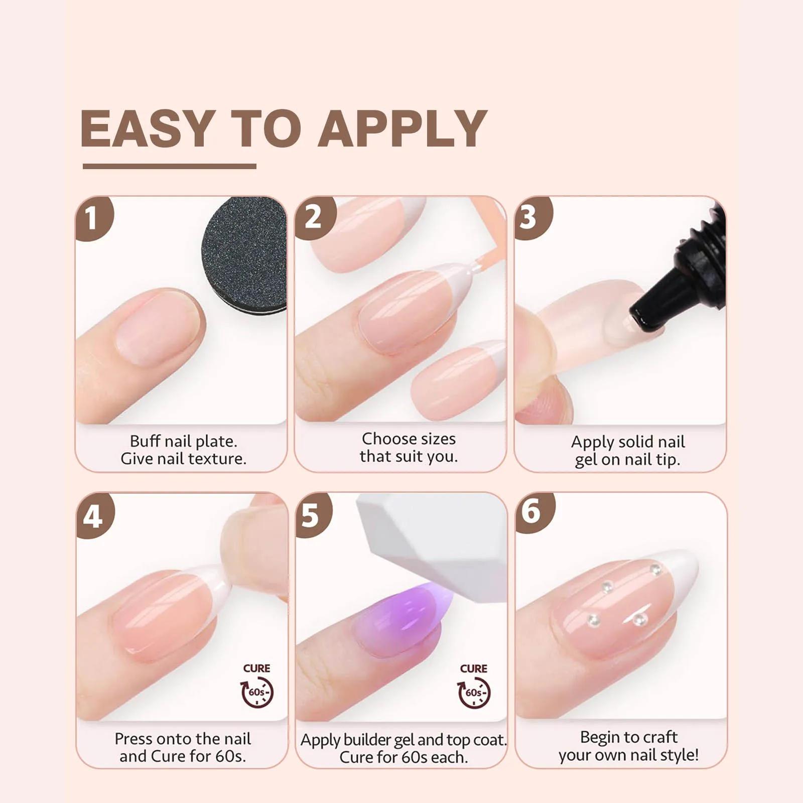 150 pièces 6 couleurs faux ongles multi-tailles faux ongles presse sur ongles acryliques amande fran