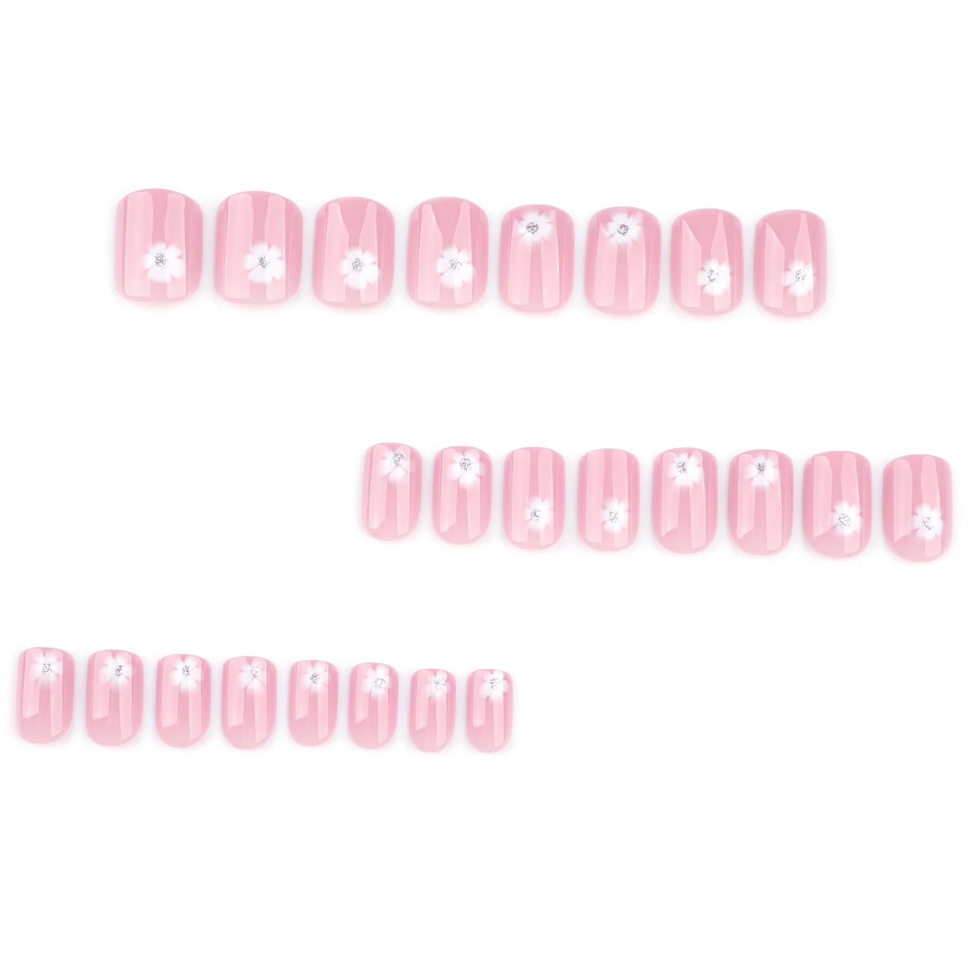 Faux ongles à pression pour chaton noir et blanc, 24 pièces, carrés, amovibles, portables, faits à l
