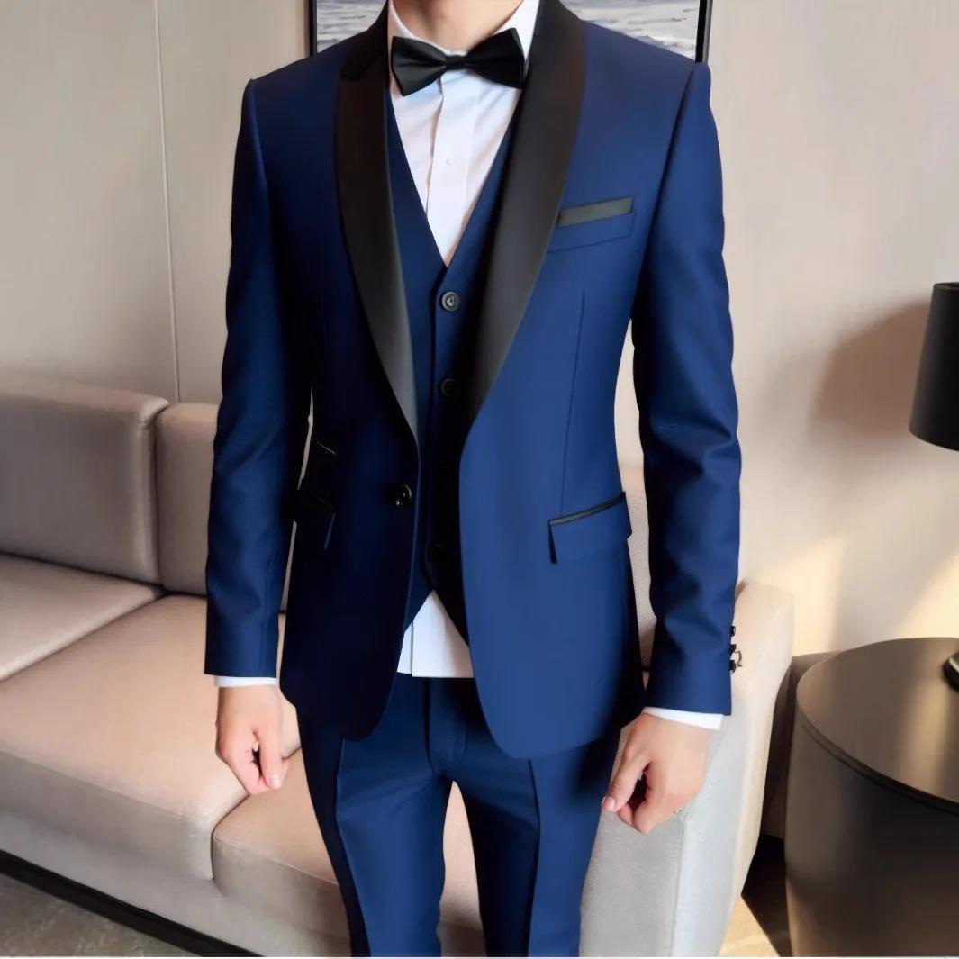 3 pièces costume veste gilet pantalon/mode hommes décontracté de haute qualité affaires mince marié