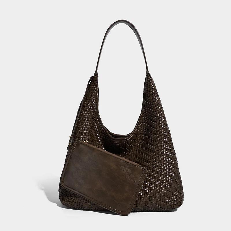 2025 Nouveau In Vintage Grande Capacité Underarm Épaule Livraison rapide main Weave Composite sacs f