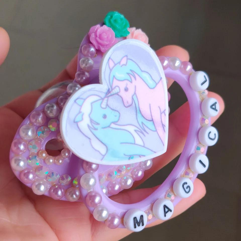 Sucette en silicone pour adulte, motif licorne violette, 100% faite à la main, taille adulte, abdl D