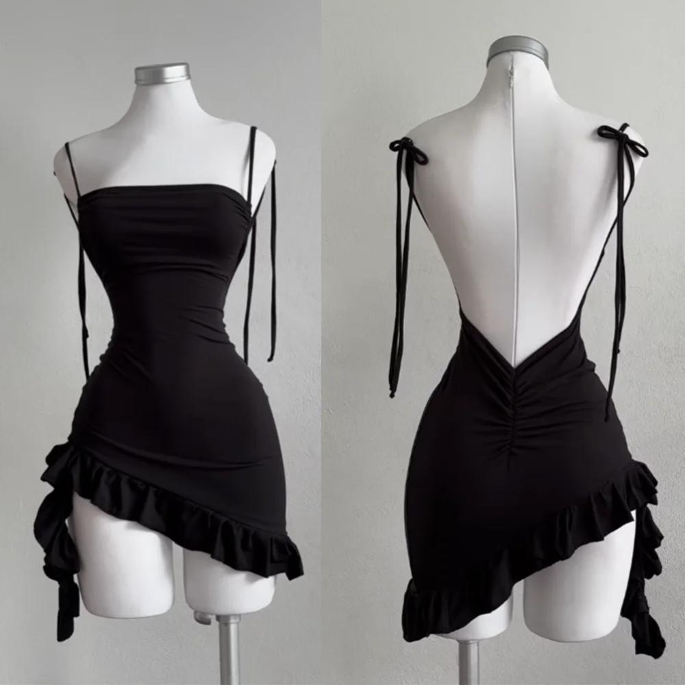Robe sexy à lacets dos nu pour fille, jupe moulante à la hanche, sensation haut de gamme, populaire,