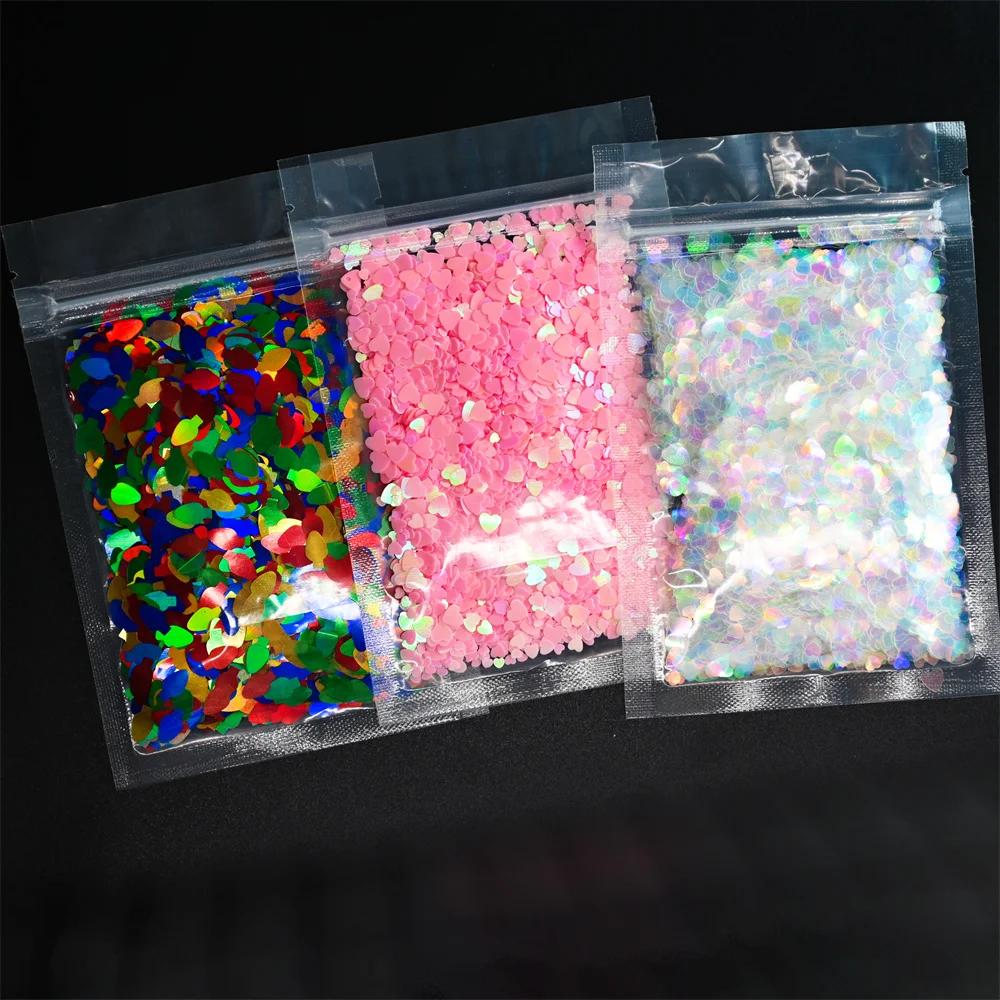 Paillettes holographiques pour ongles, 10g, cœur d'amour rose, décoration Nail Art, taille mixte, fl