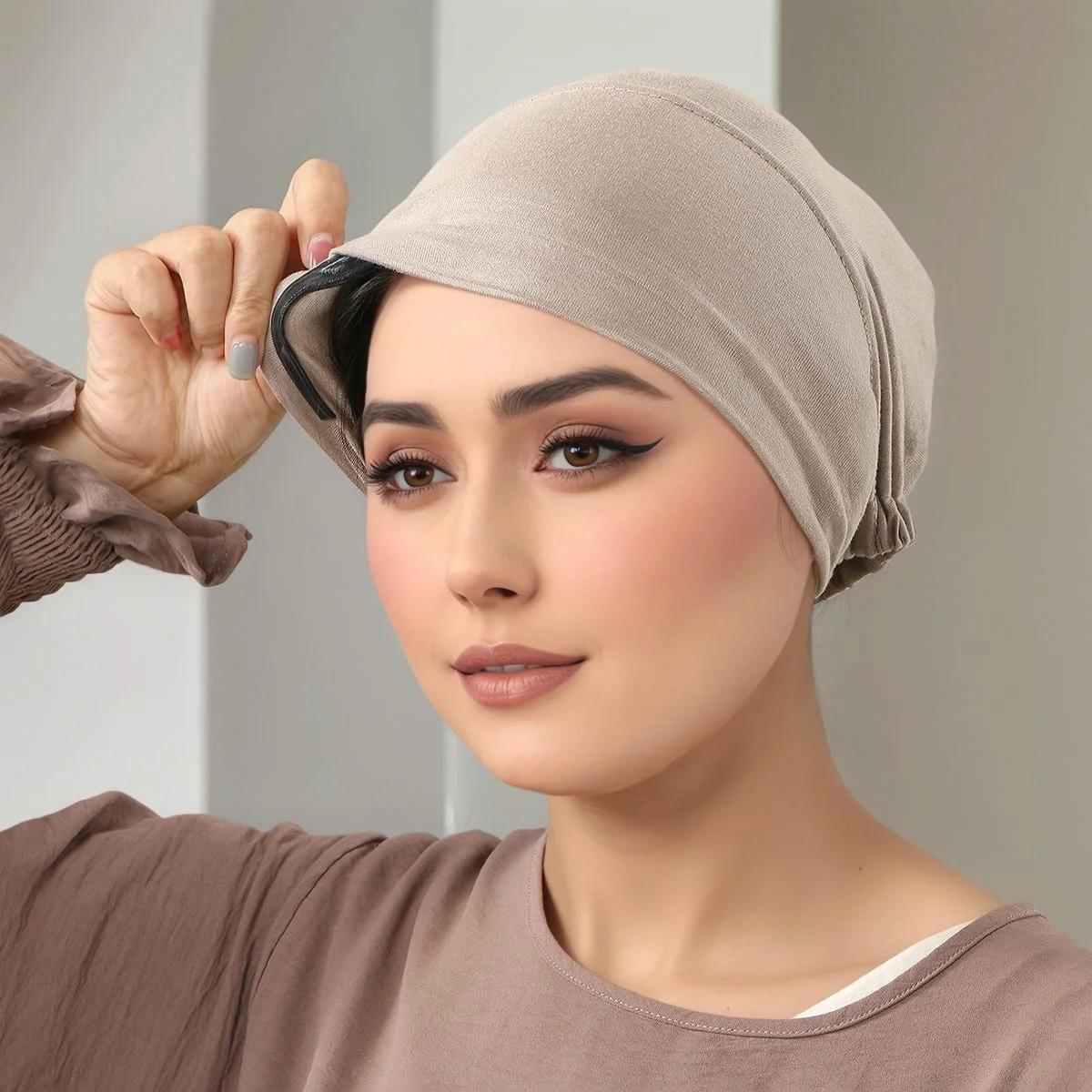 Haute qualité coton Modal Hijabs anti-dérapant élastique cravate dos casquettes intérieures foulard