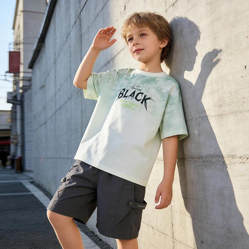 Ensemble 2 pièces d'été pour adolescents : T-shirt tie-dye à col rond et short cargo décontracté – T