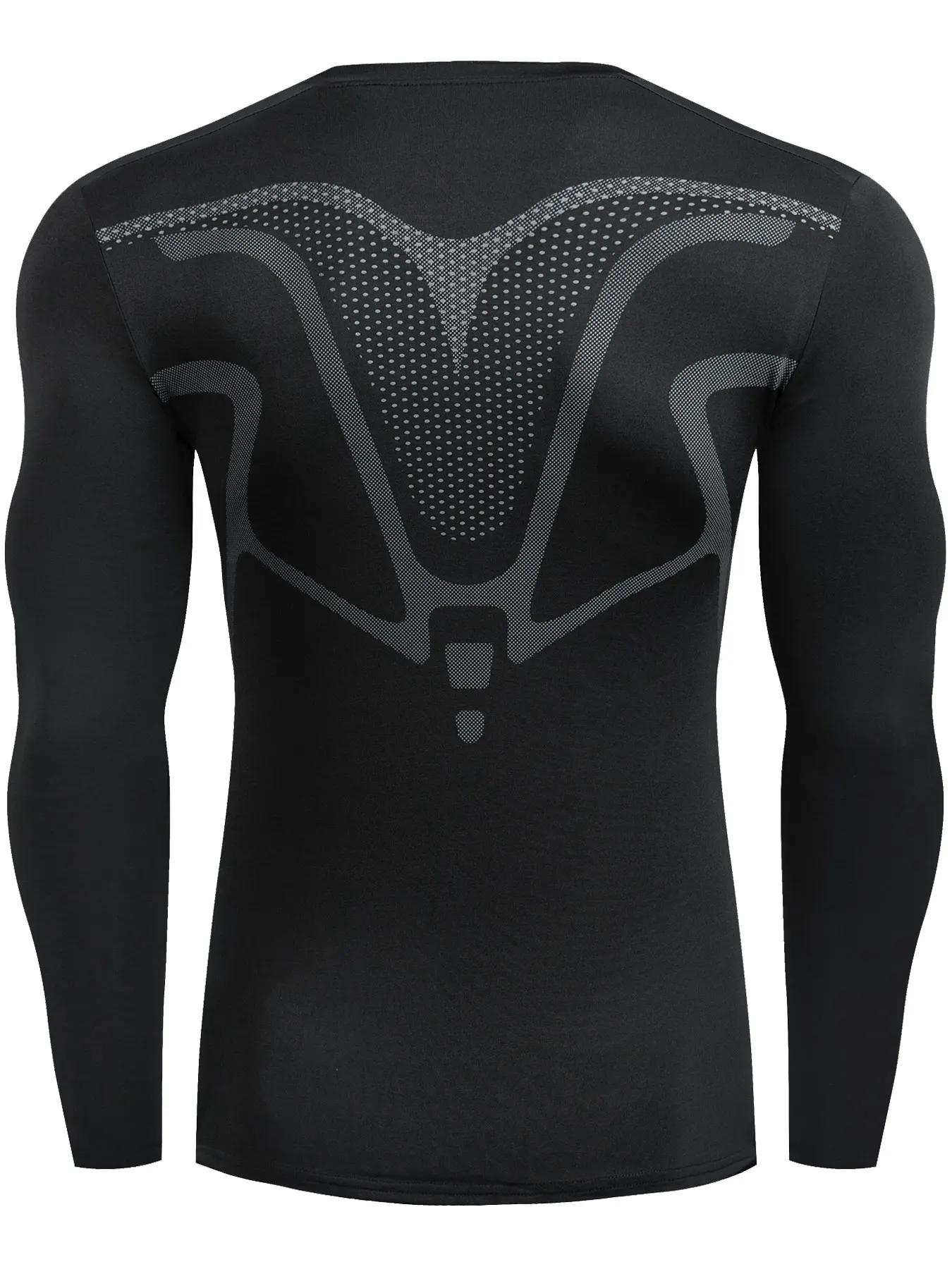 Chemise de sport compression manches longues homme - Col rond séchage rapide pour basket et running