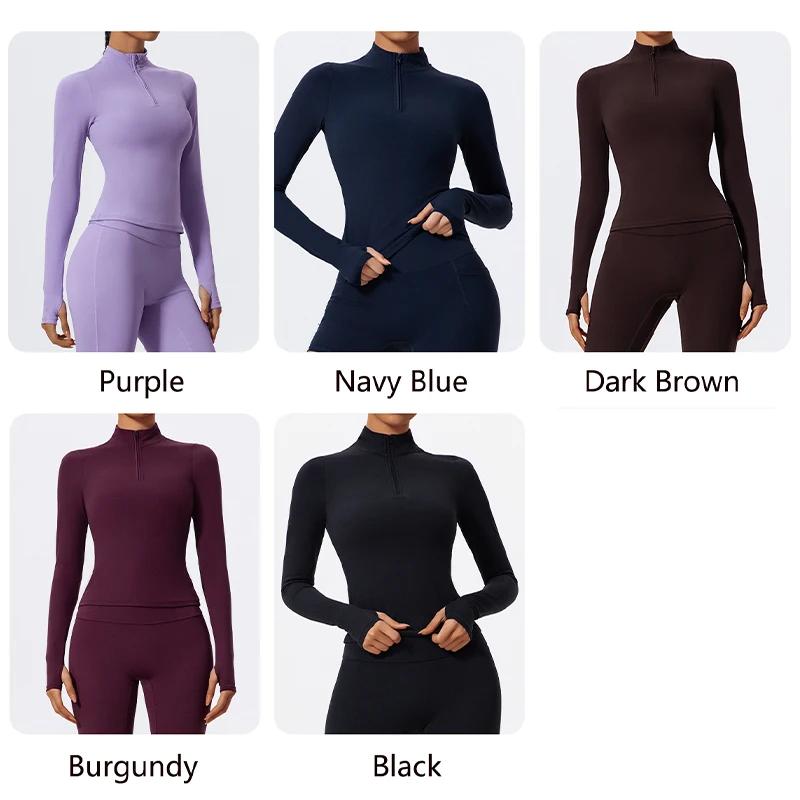 Hearuisavy – Nouveaux hauts de sport d'été à demi-zip et col montant, séchage rapide, pour yoga, fit
