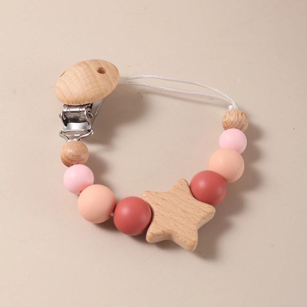 Chaîne de sucette étoile, clip de sucette perlé, porte-sucette Anti-perte pour bébés, nourrissons et