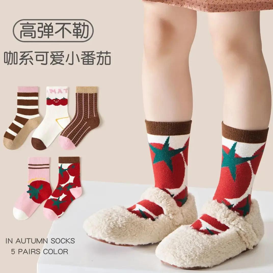 5 paires de chaussettes de printemps pour filles, chaussettes mignonnes en coton de classe A, chauss