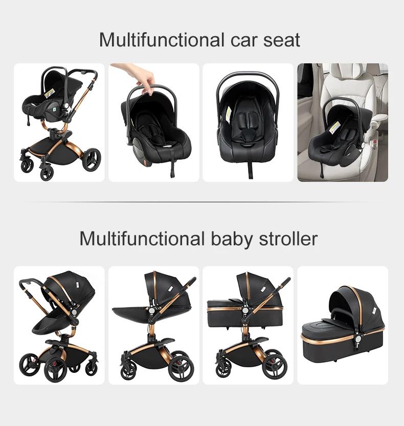 Poussette bébé 3 en 1 pour landau, accessoires pour nouveau-né, poussette de bébé de luxe de paysage