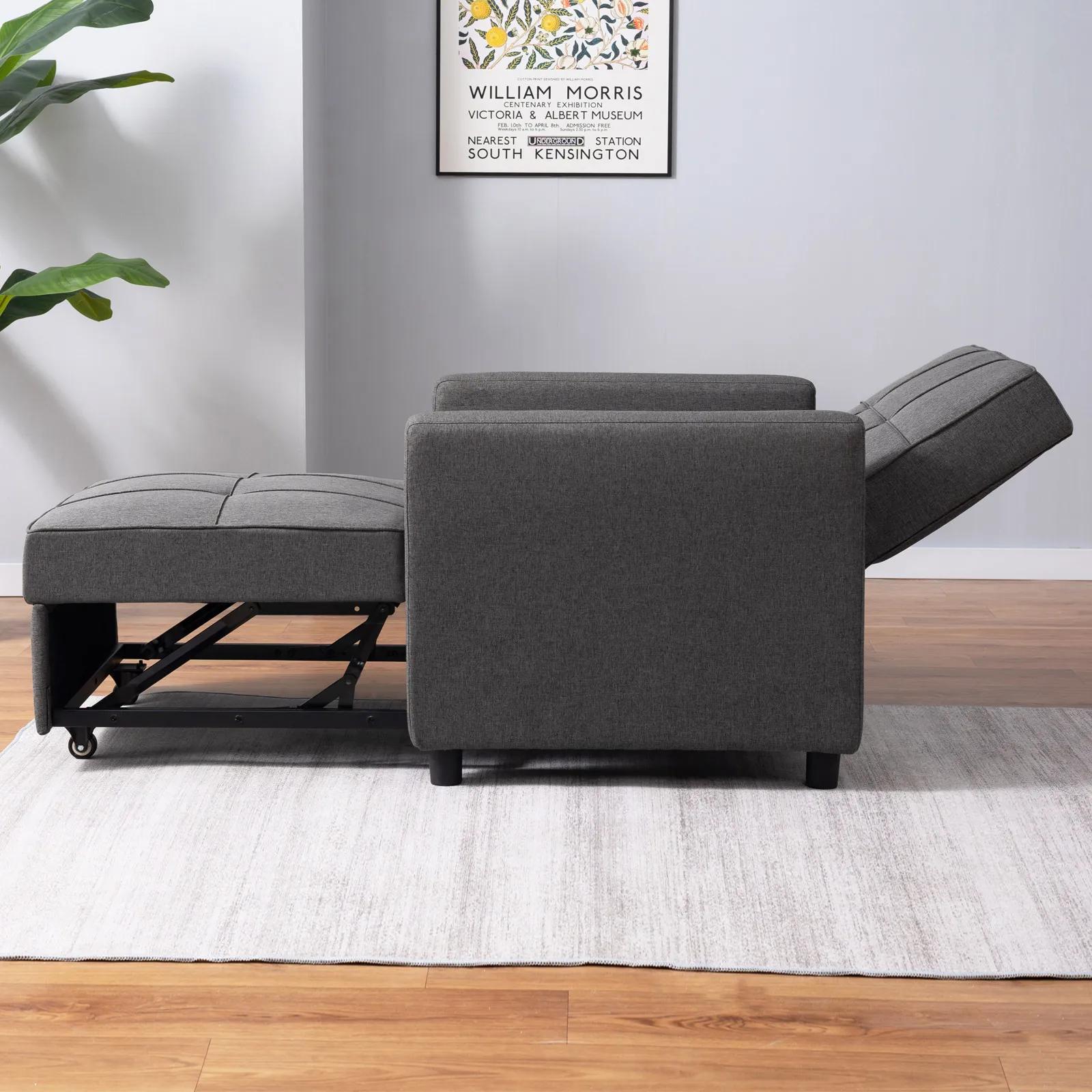 HORGgland O-Canapé-lit simple avec 3 inclinaisons réglables, fauteuil convertible, chaise longue ner