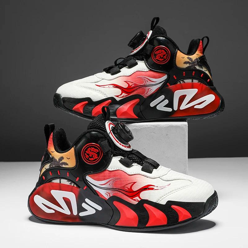 Chaussures de basket-ball pour enfants, chaussures de sport de plein air légères en cuir à amorti re