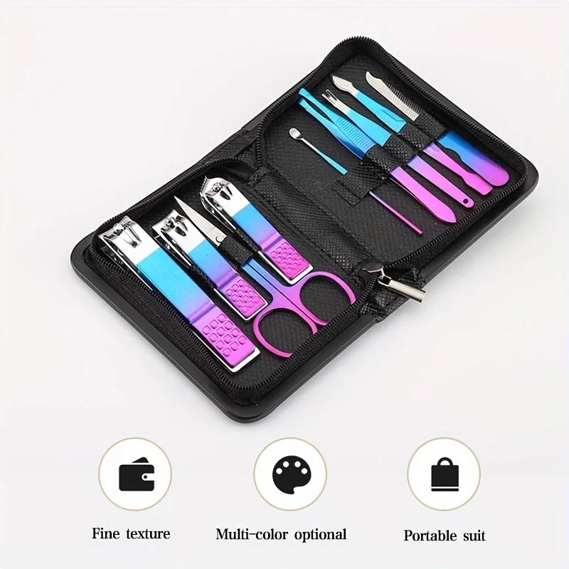 Kit de manucure et pédicure professionnel en acier inoxydable, soin des ongles de précision avec étu