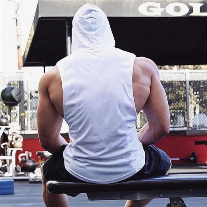 Gym Fitness gilets amples sans manches rue Hip Hop basket-ball débardeurs à capuche coton respirant