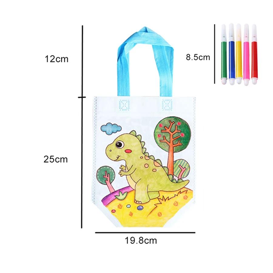 20 pièces bricolage Graffiti sac marqueurs de coloriage peinture à la main sacs Non tissés pour enfa