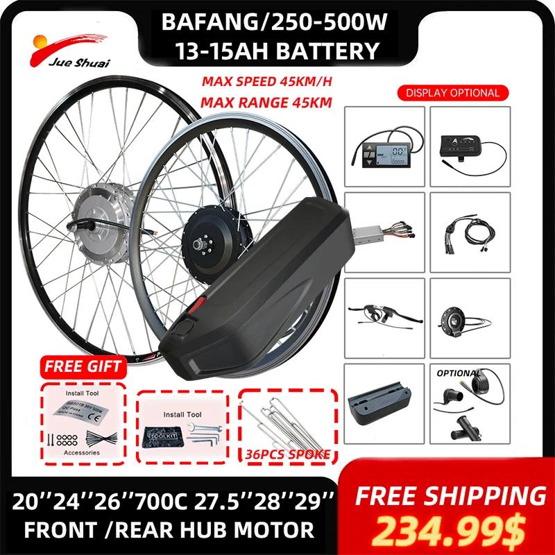 BAFANG-kit de vélo électrique avec batterie 12Ah 15Ah, moteur intégré dans le moyeu de la roue avant