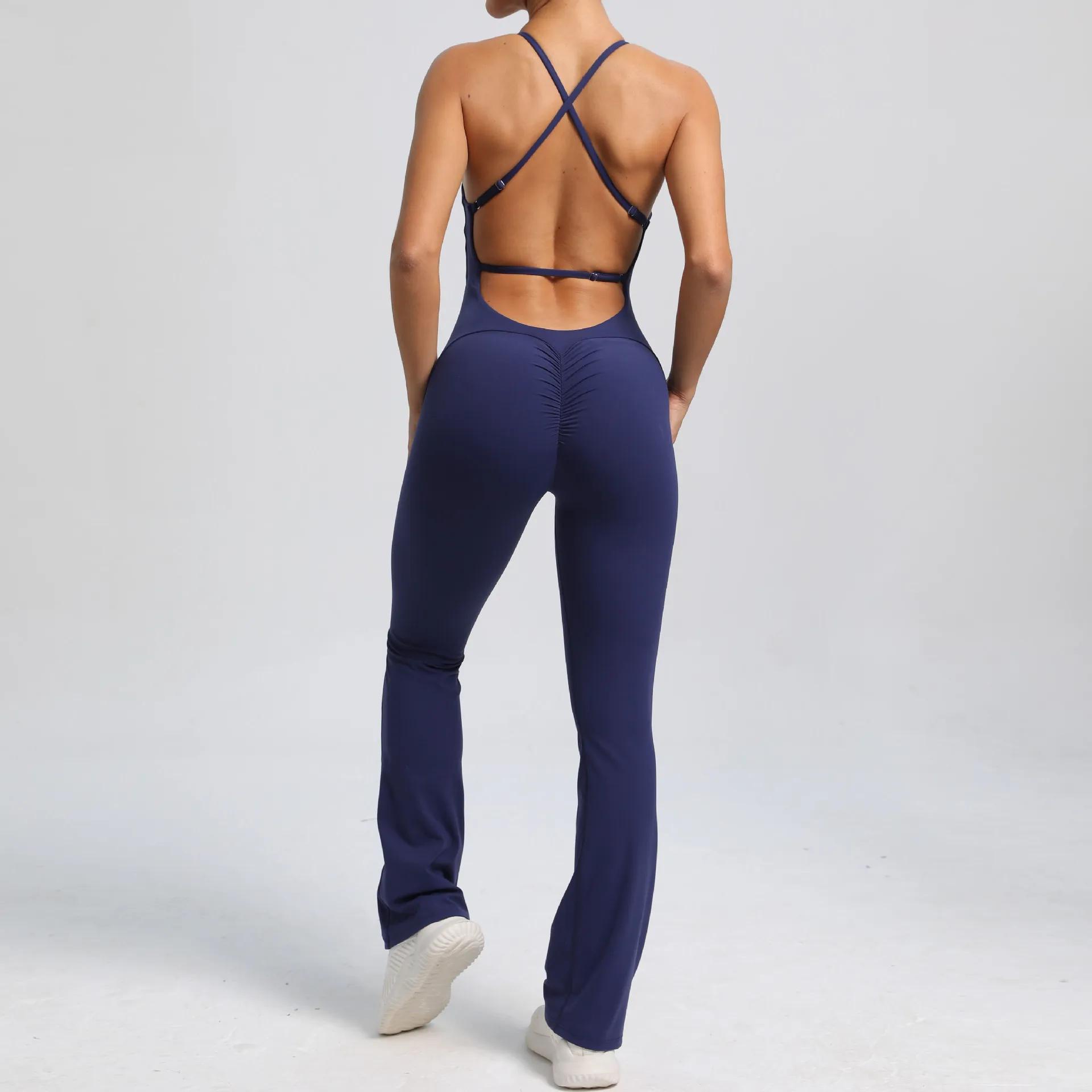 Body sexy vêtements de sport femmes - Costume yoga v-back maillot sport camping une pièce