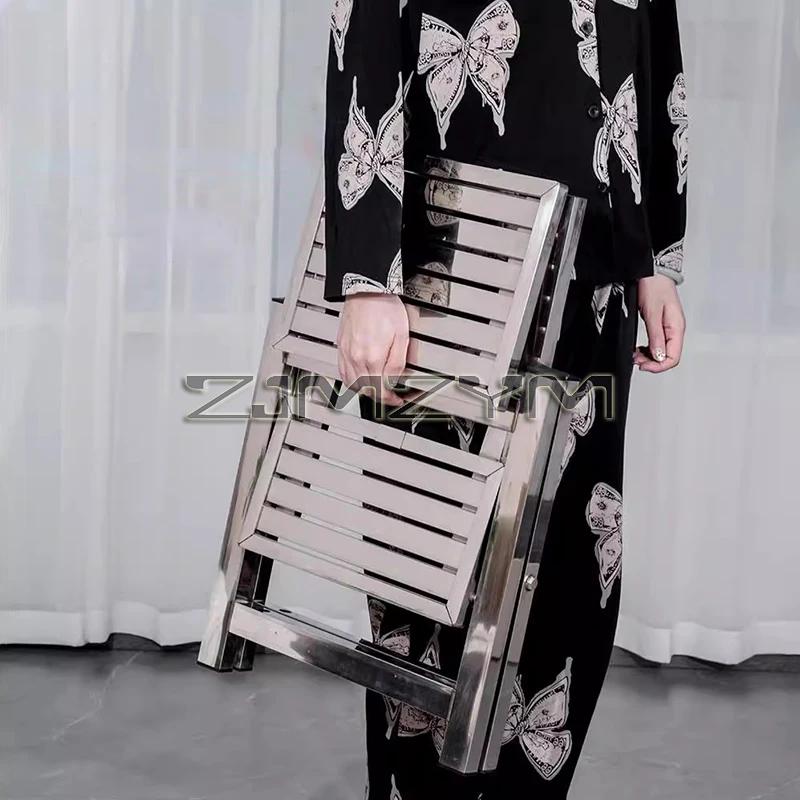 Tabouret d'échelle en acier inoxydable pliant télescopique épaissi escabeau intérieur multifonctionn