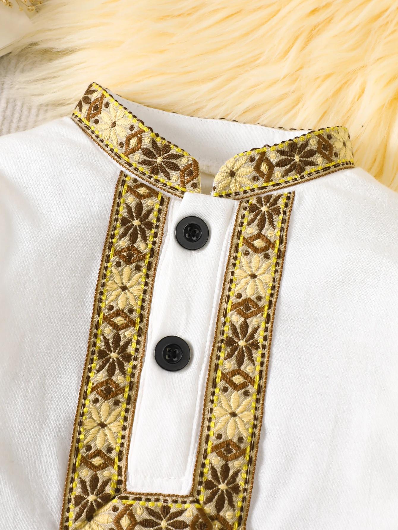 IURNXB Ensemble de vêtements ethniques traditionnels du Moyen-Orient pour garçons, robe Thobe, panta