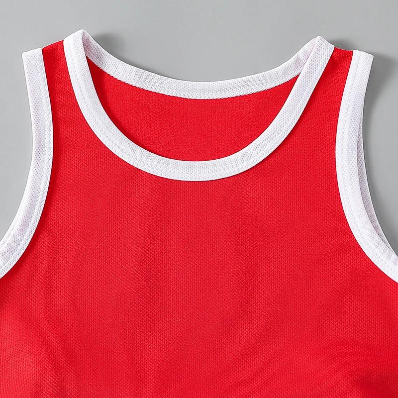 2 pièces garçon couleur unie sport séchage rapide gilet costume enfants course basket-ball Football