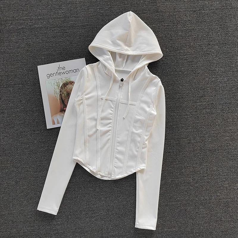 Manteau de fitness femme cardigan à capuche sportif pour yoga et running confortable