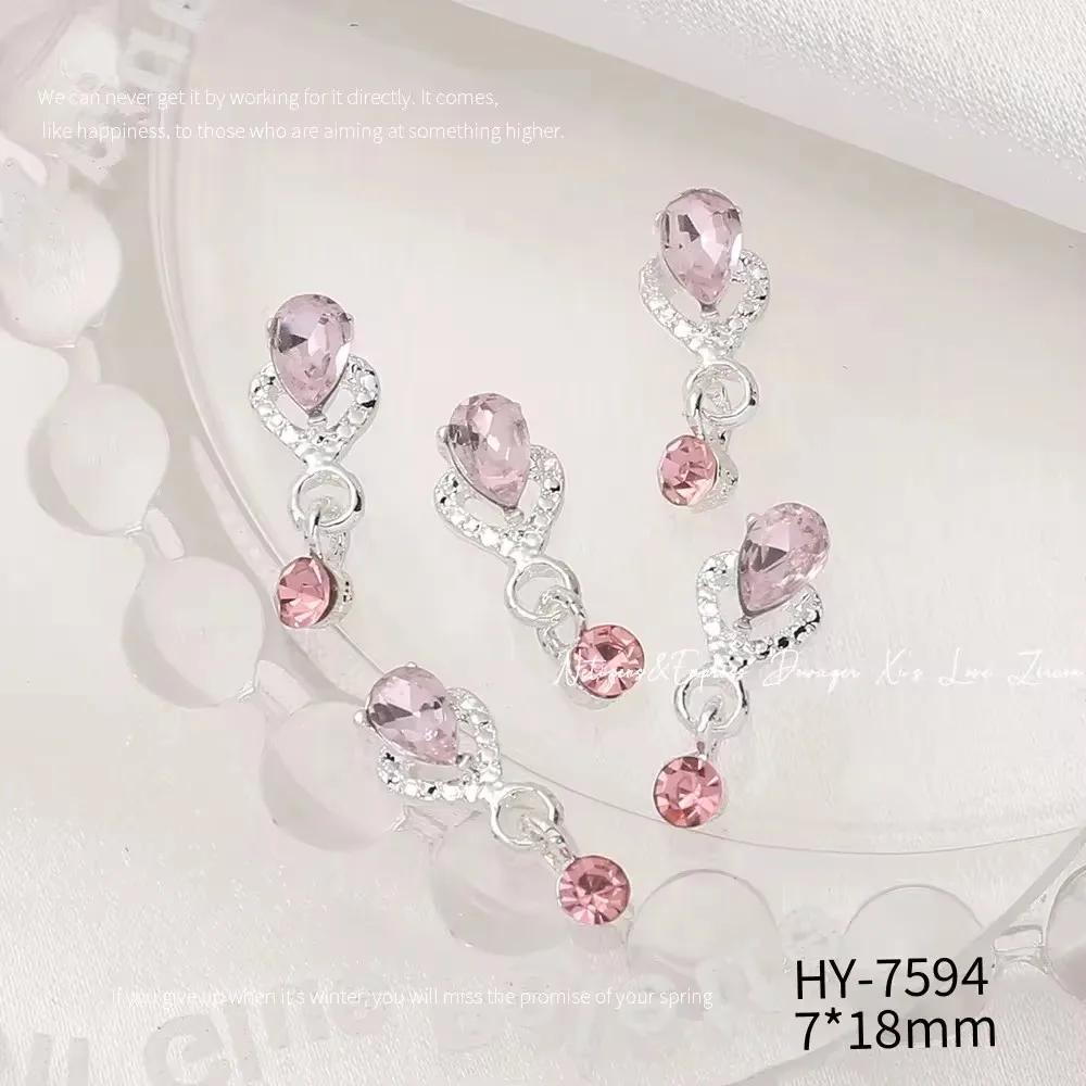 10 pièces Super Flash papillon amour pendentif ongles accessoires Nail Art Luxu alliage rose diamant