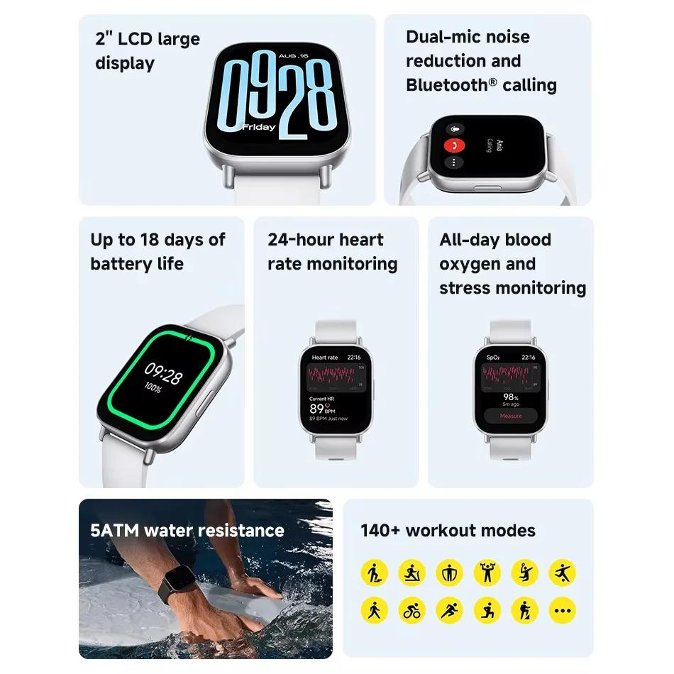 Version mondiale Xiaomi Redmi Watch 5 Active 2 ''affichage jusqu'à 18 jours d'autonomie plus de 140