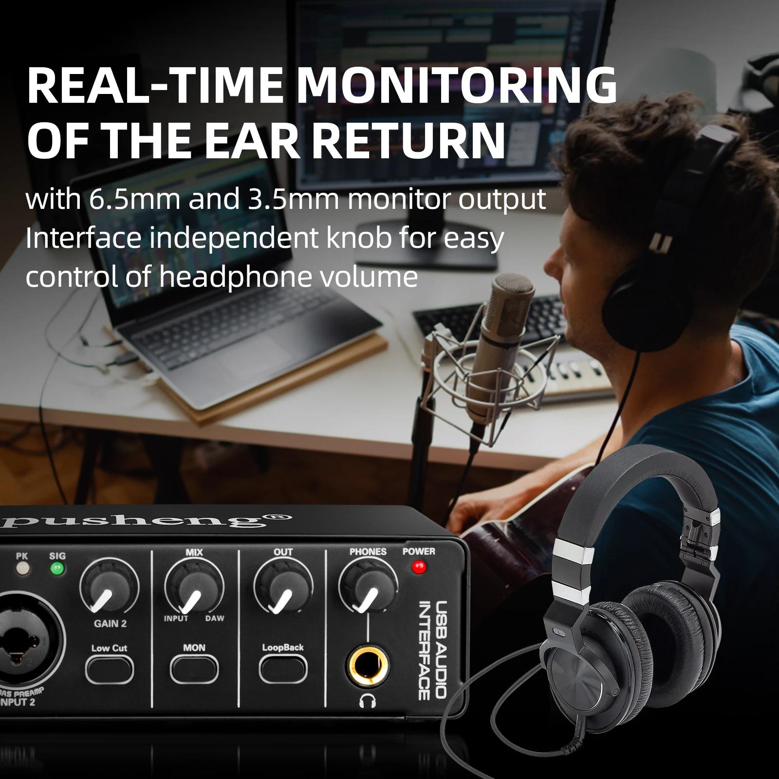 Interface Audio Depusheng MD22 carte son professionnelle avec surveillance guitare électrique enregi