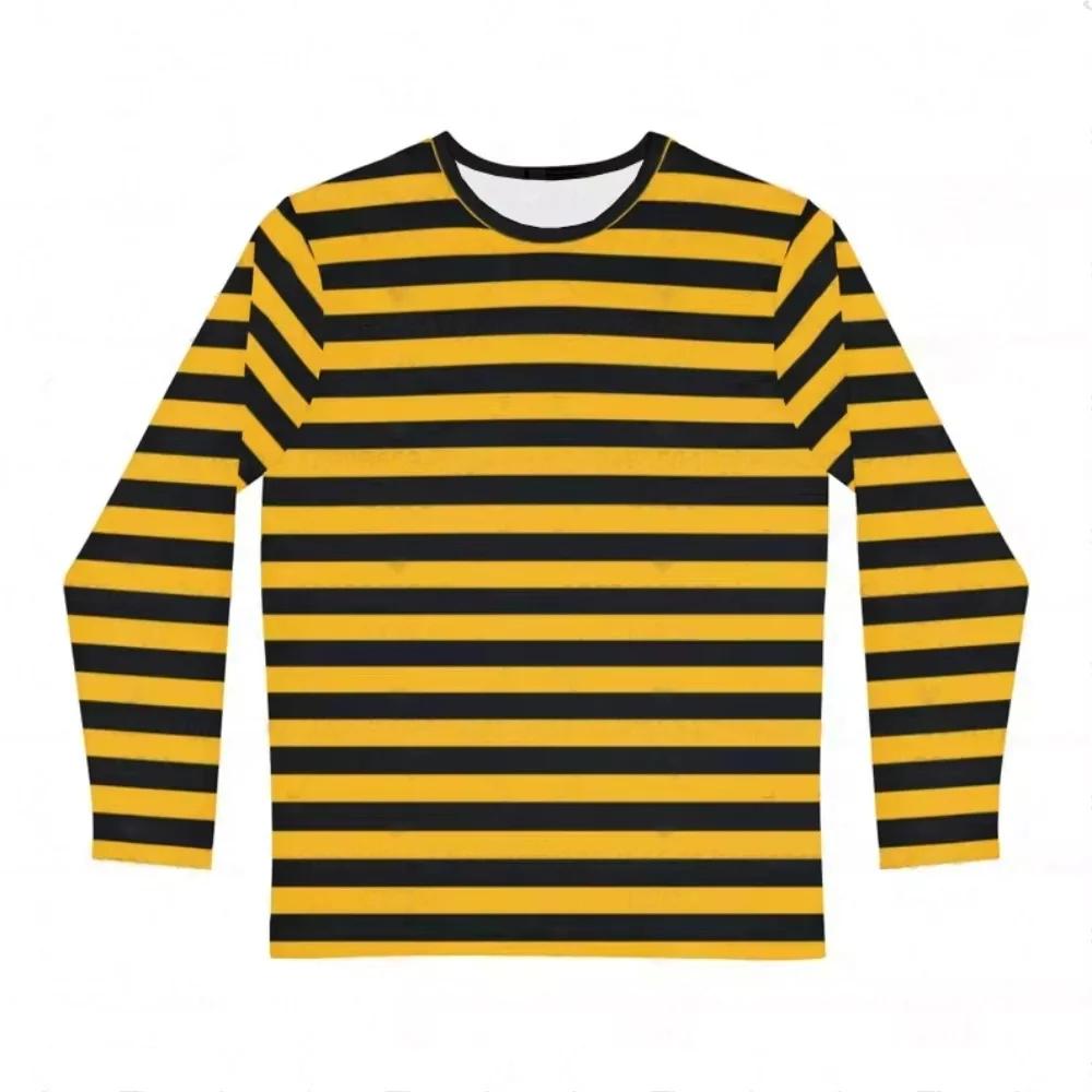 T-Shirt à manches longues pour filles, imprimé à rayures arc-en-ciel, décontracté, à col rond, vêtem