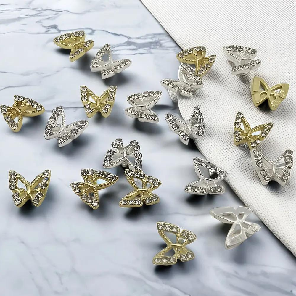 Breloques papillon en cristal 3D pour ongles, forme creuse avec biscuits pour décorations d'art d'on